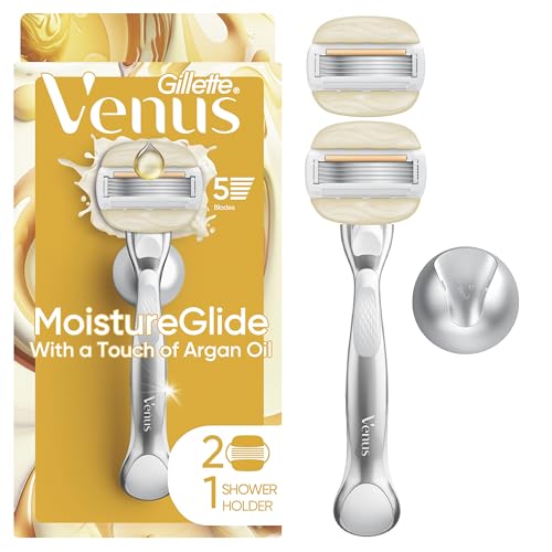 Venus Moistureglide Women's Razor, Reusable Handle, 2 Razor Blade Refills and Shower Holder, Holiday Gifts for Women