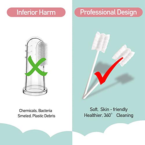 Baby Toothbrush, Infant Toothbrush Clean Baby Gums Disposable Tongue Cleaner Gauze Toothbrush Infant Oral Cleaning Stick Dental Care for 0-36 Month Baby