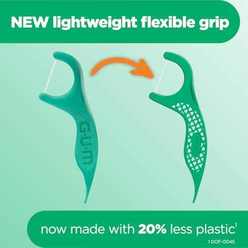 GUM Professional Clean Floss Picks - Extra Strong Shred-Resistant Floss, Easy Grip Handle - Dental Flossers for Adults - Fresh Mint Flavor, 150 Count (Pack of 4)