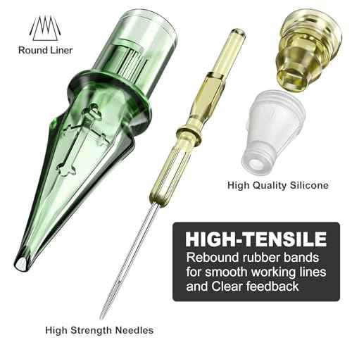 Tattoo Needles,Solong Pro 20Pcs Disposable Tattoo Cartridge Needles 1005 Round Liner X-Taper Needle Cartridges(1005RL) EN01S-20-1005RL-X