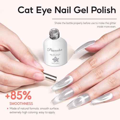 Peacecolor 83Pcs Gel Nail Polish Kit with U V Light and Drill, 56 Colors All Seasons Soak Off Gel Polish Set Cat Eye Gel with Matte/Glossy Glitter Base Top Coat Manicure Nail Kit Gifts for Women Girls