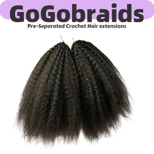 Knotless Pre-Separated Crochet Hair extensions Afro Kinky Straight hair feather crochet 100% human hair extensions for Women Natural Color 16 Inch 120g