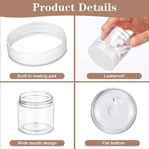 eBoot 150 Piece 2 Oz Plastic Container Jars with Lids Round Clear Cosmetic Empty Clear Plastic Jars for Lotion, Cream, Makeup, Eye Shadow, Rhinestone, Samples, Pot, Travel Storage(2 Oz)