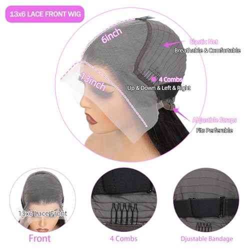 26inch 13x6 Human Hair Lace Front Wigs for Women Straight Hd Lace Front Wigs Human Hair 100 Percent Human Hair Wig Glueless Wigs Natural Color