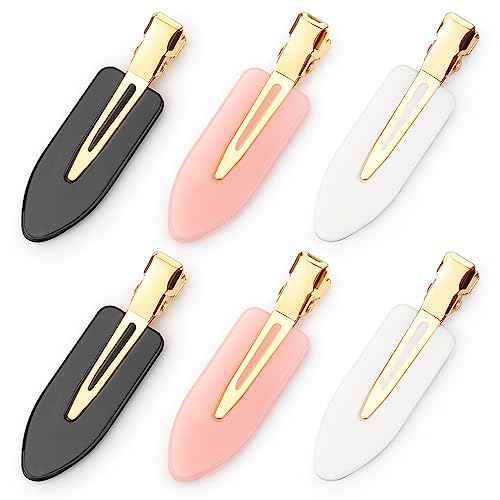 D 6 Pcs Creaseless Hair Clips No bend No Crease Hair Clip Makeup Clips for Women and Girls Flat Hair Clips for Hairstyling Salon Golden Handle