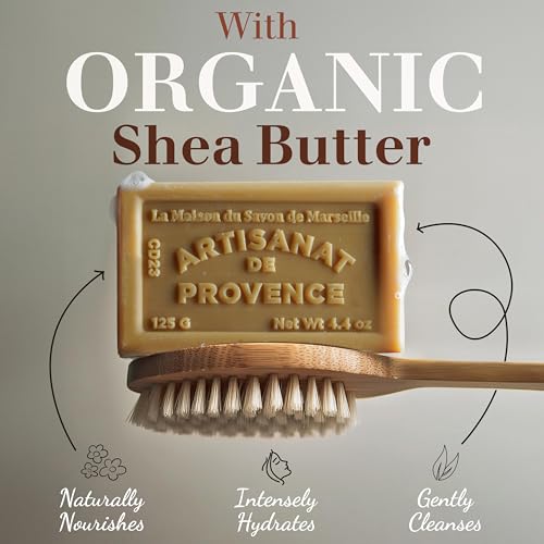 Hand & Body Soap Bars Trio - Lily of the Valley Moisturizing French Soap with Organic Shea Butter - Rich Creamy Lather - 97% Natural Ingredients - Solid Bath Cleanser Made in Provence - 3x4.4 oz