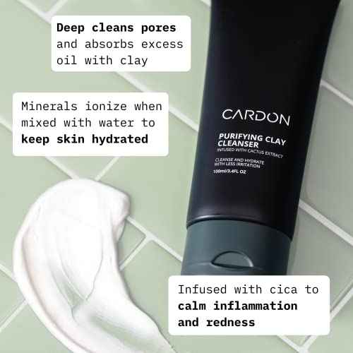 Cardon Men's Deep Pore Cleaning Clay Face Wash, 4x Better Than Charcoal, Oily, Acne-Prone Skin | Korean Premium Skin Care | Remove Face Oil & Dirt, (3 CT)