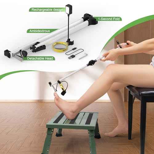 [Updated] 24" Foldable Long Handle Toenail Clippers for Seniors & Thick Nails, LED Light & Magnifier, 4mm Wide Jaw, USB-C Rechargeable, Ambidextrous Grip for Overweight, Arthritis & Post-Surgery