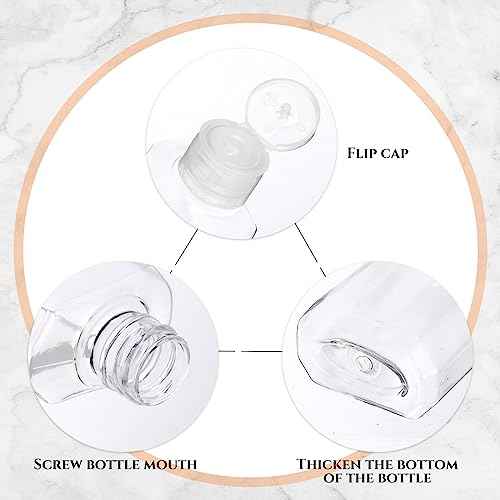 Tanlade 200 Pcs 2 oz Plastic Hand Sanitizer Bulk Bottles with Flip Cap Empty Reusable Refillable Bottles Portable Travel Size Hand Sanitizer Container for Shampoo Soap Outdoor Camping(Clear)