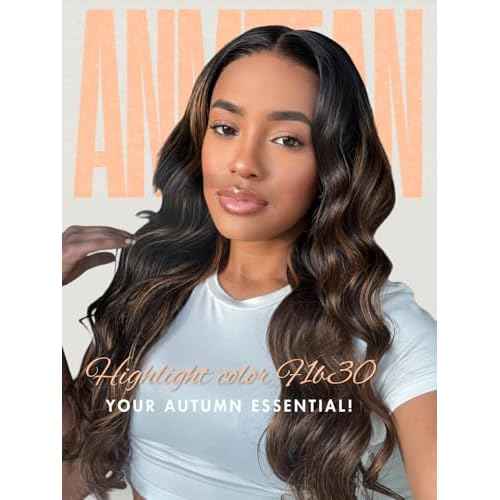 12A F1B/30 Highlight Human Hair Bundles Body Wave 18 Inch, Balayage Colored Black with Brown Ombre Single Wavy Bundle Double Weft Soft and Thick 100% Unprocessed Brazilian Remy Hair