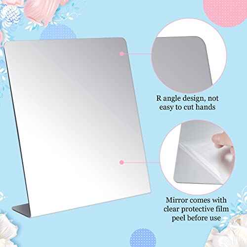 Amyhill 16 Pcs Counter Top Mirror Freestanding Mirror Single Sided Acrylic Desk Glass for Tabletop Bedroom, Office, Bathroom, Dorm, Home (8.5 x 11 Inch)