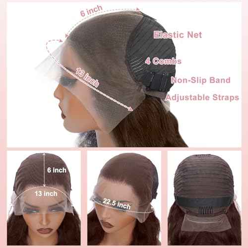 24 Inch Chocolate Brown Lace Front Wig Human Hair 200 Density Body Wave 13x6 Hd Lace Front Wigs Human Hair Pre Plucked Brown Human Hair Wigs for Women