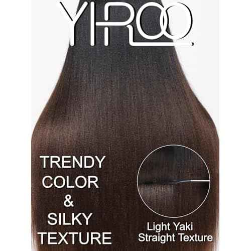 YIROO V Part Wig Human Hair No Leave Out Ombre Chestnut Brown Yaki Straight Glueless Human Hair Wig Upgrade U Part Wigs for Women V Shape Clip in Half Wig No Glue No Sew in Beginner Wig 16inch