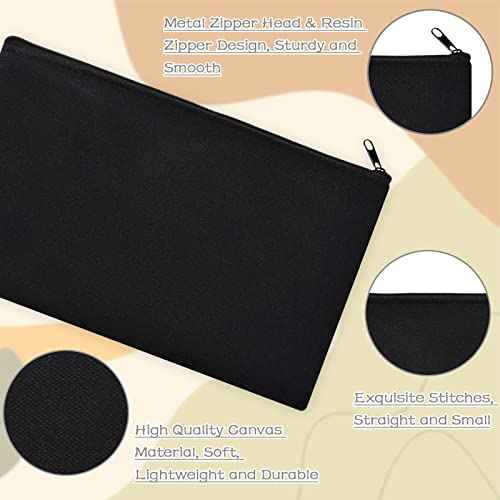 ZeeDix Canvas Pouch- Multi-purpose Cosmetic Bag with Zipper, DIY Craft Canvas Zipper Pouch Blank Makeup Bags Bulk Travel Toiletry Bag for Storage (8.3 x 5 inches)