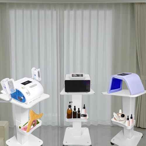 Esthetician Cart, 3 Tier Beauty Rolling Trolley with Rotation Wheels, Aluminum Alloy Tray Rolling Cart for Hair Salon, Spa Salon Beauty Machine Storage