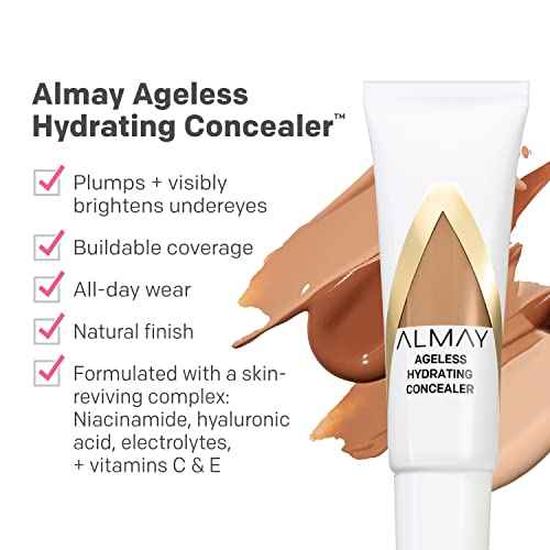 Almay Anti-Aging Concealer, Face Makeup with Hyaluronic Acid, Niacinamide, Vitamin C & E, Hypoallergenic-Fragrance Free, 010 Light, 0.37 Fl Oz (Pack of 1)