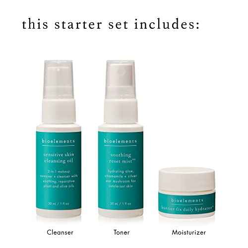 Bioelements 3-Step Starter Set: Sensitive Skin - Includes Cleansing Oil, Soothing Reset Mist Toner & Barrier Fix Daily Hydrator Moisturizer