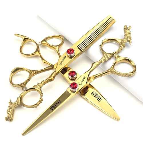 Sharonds 6/7 inch Professional Hair Cutting Scissors Set Hair Cutting Scissors Thinning Teeth Shears Set,Sliver Scissors,Barber,Salon,Hairdressing Scissors Kit,Japanese 440C Scissors (6-inch 3pc-B)