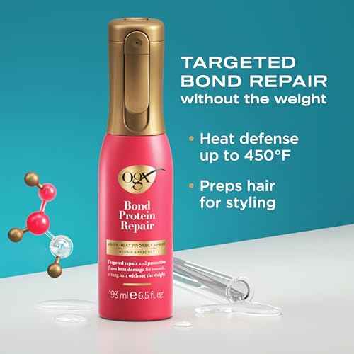 OGX Repair & Protect Bond Protein Repair Haircare Set, Lightweight Shampoo & Conditioner for Damaged Hair, 450¡ÆF Heat Protect Spray for weightless damage protection, 3 Items