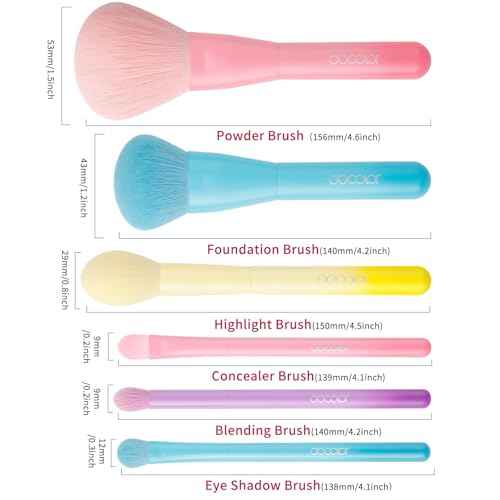 docolor 6 Piece Makeup Brush Set for for full face and eye makeup application, for Foundation, Powder, Blush, Contour, Concealer £¦ Eyeshadow, Mini Makeup Brushes Travel Gift Set Cruelty-Free & Vegan