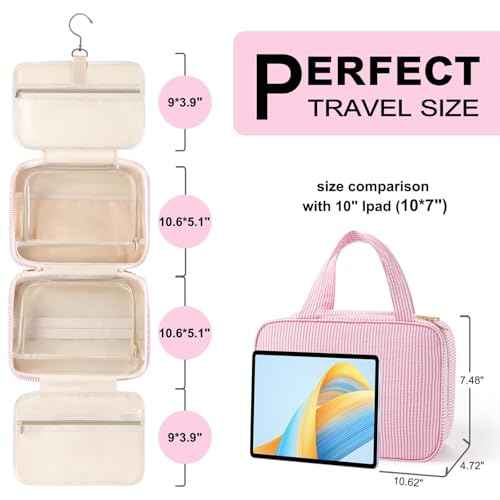 TOPEAST Christmas Gifts for Women Teen Girls Kids - Travel Hanging Toiletry Bag & Makeup Bag, Personalized Initial Toiletry Pouch, Birthday Gifts for Women Teen Girls, Cruise Essentials, Blue A