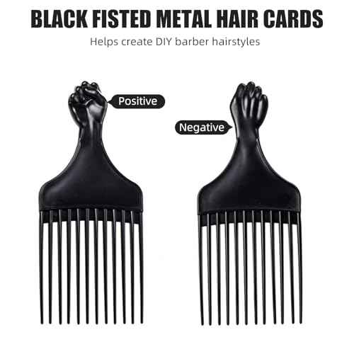 Soft 'N Style Plastic Hair Pick Combs for Women and Men - 3 Pack Black Detangling Combs for Afro, Curly Hair Braiding and Styling