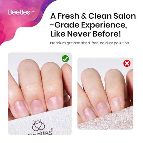 Beetles Pro 25-Pcs Nail File ? Professional 100/180 Grit Double Sided Emery Board Nail Files Washable Shaper Files Precise Filing File for Acrylic, Gel & Natural Nails ? Salon Quality Manicure Tool