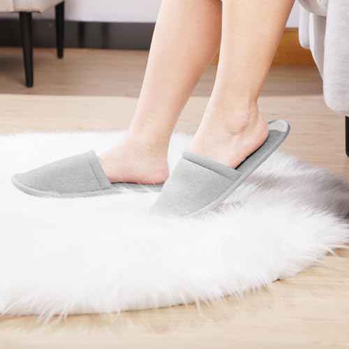 Geyoga 24 Pairs Disposable Slippers for Guests Bulk 2 Size Cotton Hotel Spa House Slippers for Graduation Wedding Party Shoeless Home Travel Individually Wrapped