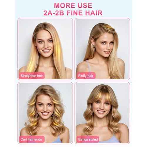 Sunwhisper Cordless Hair Straightener Brush with 200 Million Anion, Portable Cordless Straightener Comb for Travel with LCD Display (2 Clips,Pink)