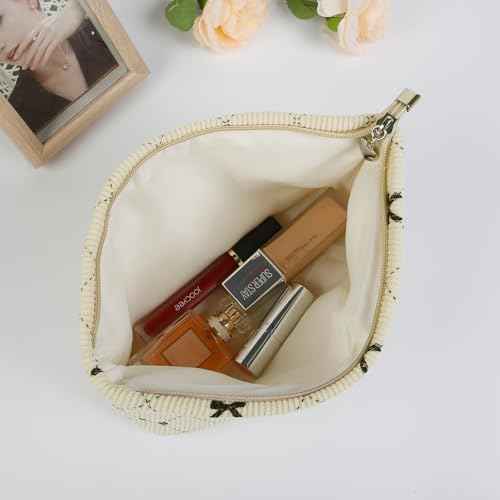 Bows Cosmetic Bags for Women, Cute Bow Makeup Bag Coquette Aesthetic Purse Travel Makeup Bag Small Cosmetic Bag for Purse