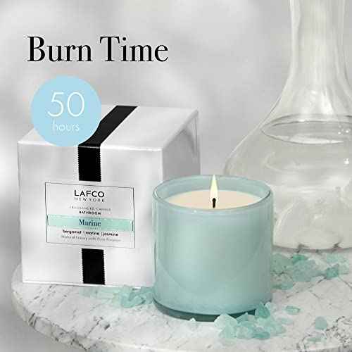 LAFCO New York Classic Candle, Marine - 6.5 oz - 50-Hour Burn Time - Reusable, Hand Blown Glass Vessel - Made in The USA