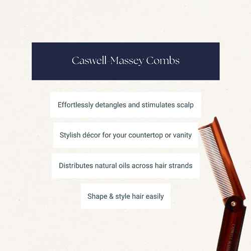 Caswell-Massey Travel Detangler Comb, Extra Wide, Handmade from Renewable & Plant-Based Italian Cellulose Acetate, Tortoise Pattern, 3.75¡± Wide