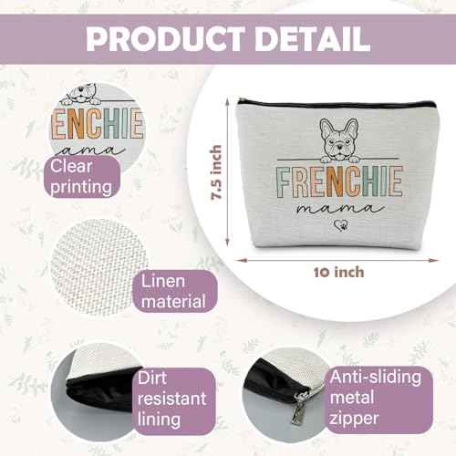 French Bulldog Gifts for Women, Frenchie Gifts for French Bulldog Lover, Dog Mama Makeup Bag Cosmetic Pouch