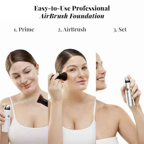 Magic Minerals AirBrush Foundation System by Jerome Alexander - Complete 5pc Spray Makeup Set with Foundation, Primer, and Setting/Finishing Spray - for Smooth, Radiant Skin (Light Medium)