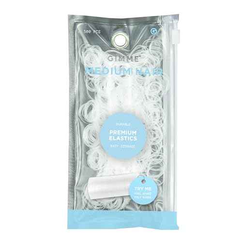 Gimme Beauty Medium Hair Premium Elastics - Clear Hair Ties with Innovative Storage Stack - No-Slip, Durable Bands for All Day Use - 500 Pack, Clear