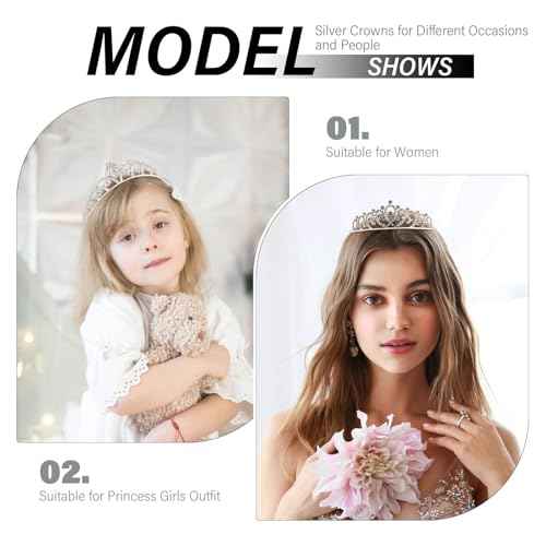 Tiaras Crowns Headbands for Girls Women 10 Pcs Small Silver Princess Tiara Bulk Crown Tiaras Rapunzel Crowns for Wedding Birthday Crystal Tiara for Prom, Bride, Pageant, Halloween