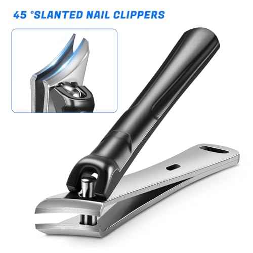 2025 Stocking Stuffers for Mens, Toenail Clippers for Thick Toenails, Angled Head Toe Nail Clippers, Heavy Duty 45¡Æ Slanted Toenail Clippers, 37mm Wide Jaw Nail Clippers Christmas Gifts for Dad, 6PCS