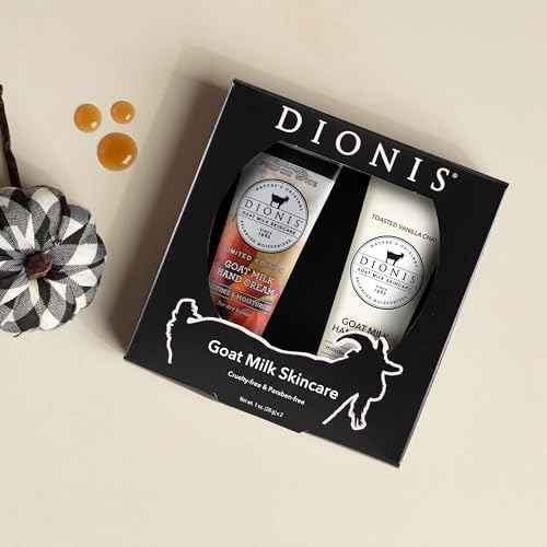 Dionis Goat Milk Skincare Hand Cream Set of 2 - Cruelty Free, Paraben Free Travel Size Moisturizer Duo, Pumpkin & Vanilla Chai Scented 1oz Mini Lotions For Dry Hands in a Gift Box