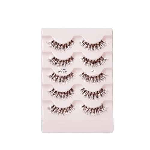 i-ENVY 30 Pairs Demi Wispies False Lashes (6 Pack), Premium Quality 100% Human Hair, Fluffy Feathered Eyelashes With Volume & Curl, Natural Look, Lightweight, Comfortable, Reusable for Everyday Wear