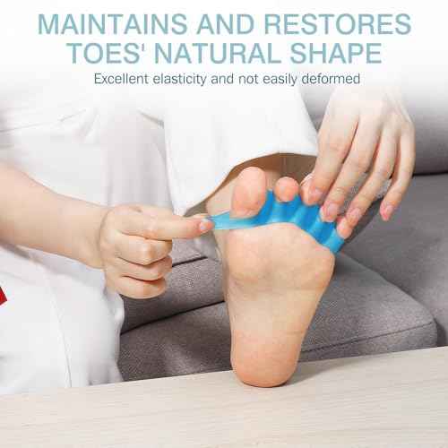 2PCS Silicone Toe Spacers for Women & Men - Toe Separators for Bunion Relief, Hammer Toe, Plantar Fasciitis & Pedicures | Includes Metatarsal Pad & Therapeutic Yoga Cushion for Foot Pain(Blue)