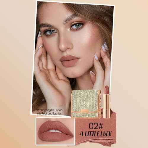 3 Colors Matte Lipstick Set Long Lasting Lip stick 24 hr Lip stick for Women Waterproof Non-sticky Multi-occasions Professional Lipstick for Women lip balm with Exquisite Chain Bag 3.5gx3pcs