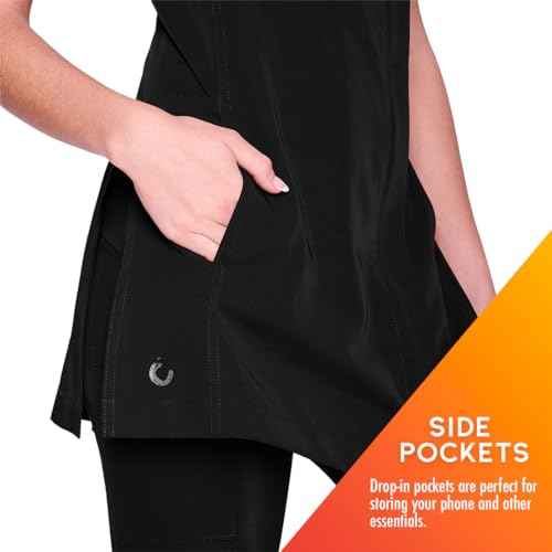 Colortrak Limitless Bleach Proof Work-and-Play Tunic, Hair Repellent, Pill Resistant, Moisture-Wicking 4-Way Stretch Breathable Fabric, Size Large, Black