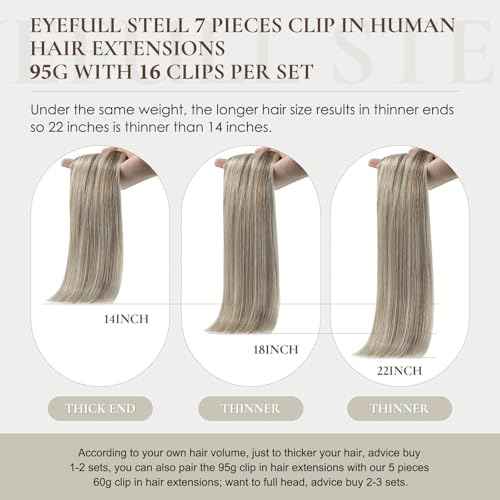 Clip in Hair Extensions Real Human Hair 20inch 95g 7PCS Ash Brown Highlights Platinum Blonde Remy Clip on Human Hair Double Weft Natural Silky Straight Clip ins Hair