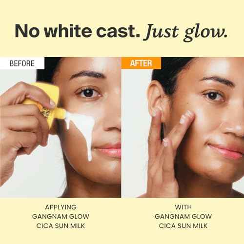 CICA SUN MILK, Moisturizer with SPF 50, Invisible Broad Spectrum Sunscreen for Face, No White Cast, Sun Protection with Cica and Niacinamide, Glow Natural Korean Sunscreen 1.69 fl.oz