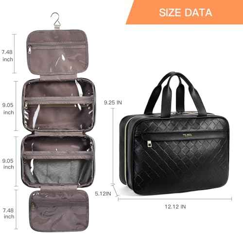 Telena Travel Toiletry Bag for Women with Hanging Hook, Water-resistant Cosmetic Bag Travel Organizer for Accessories, Toiletries, Shampoo