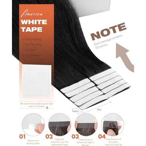 Sunny Hair Tape in Hair Extensions Human Hair 28inch Hair Extensions Real Human Hair Tape in Extensions for Women Jet Black Invisible Remy Hair Natural Straight Skin Weft Double Sided Tapes 20Pcs 50g
