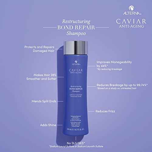 Alterna CAVIAR Anti-Aging Restructuring Bond Repair Shampoo | For Brittle, Damaged and Split Ends | Repairs, Strengthens & Protects Damaged Hair | Sulfate Free