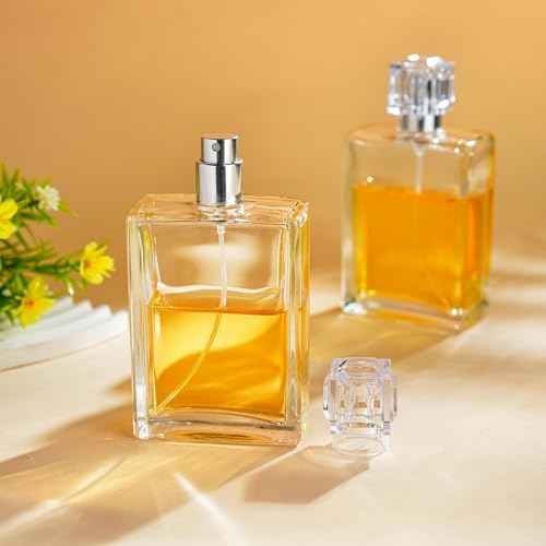 YU FENG Glass Perfume Bottles Empty Spray Refillable Atomizer 2 Pack 100ml/3.4oz£¨Square£©