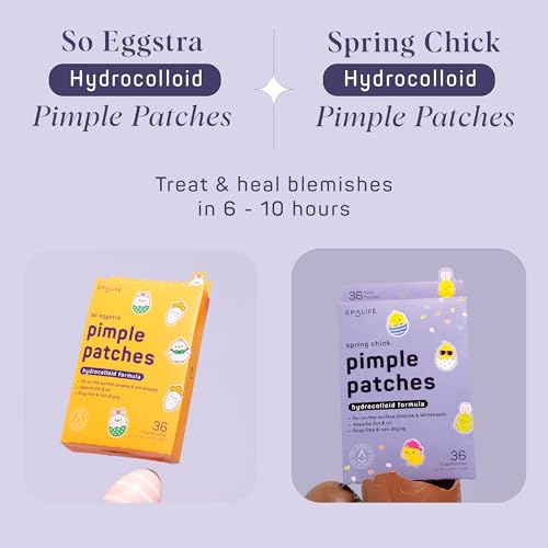 Spalife So Eggstra & Spring Chick Pimple Patch Duo ? Hydrocolloid Easter Pimple Patches ? Overnight for Acne, Spots, Redness ? Cute Easter Skincare Gifts ? Bundle of 72 Assorted Patches