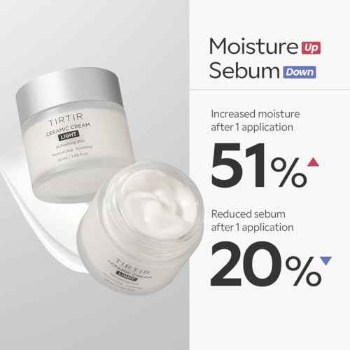 TIRTIR Ceramic Cream Light | Deep moisturizer for Glass Skin, Polyglutamic acid, Centella Asiatica Extract, Skin barrier, Lightweight, Mild, Nature derived ingredients, Dry skin, Korean skincare